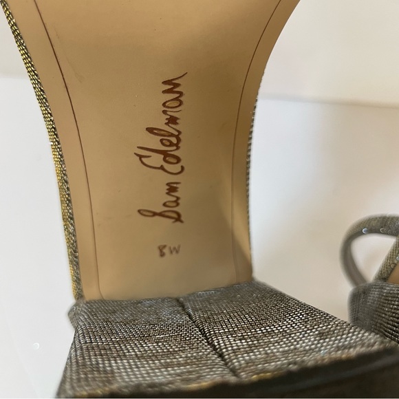 Sam Edelman Yaro Metallic Block Heel Size 8 Wide - Picture 11 of 12